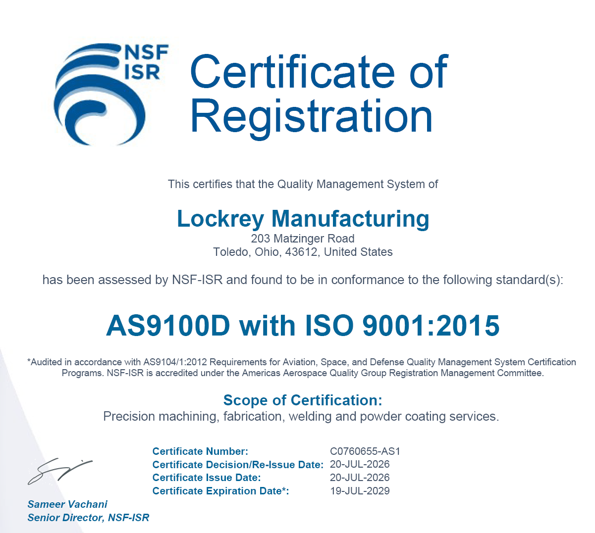 AS9100-ISO9001 CERT